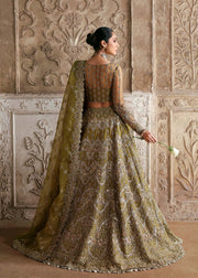 Pakistani Wedding Dress in Green Choli Lehenga Style