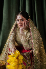 Pakistani Wedding Dress in Green Gown Style