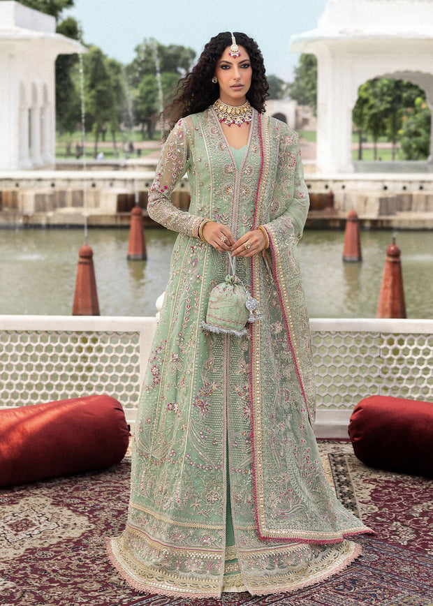 Pakistani Wedding Dress in Green Kameez Sharara Style