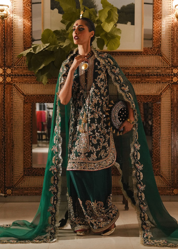 Pakistani Wedding Dress in Green Salwar Kameez Style