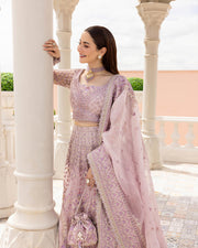 Pakistani Wedding Dress in Lilac Lehenga Choli Style Online