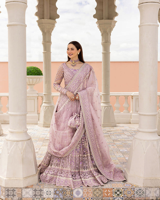 Pakistani Wedding Dress in Lilac Lehenga Choli Style