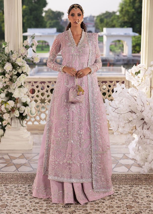 Pakistani Wedding Dress in Lilac Lehenga Kameez Style