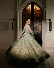 Pakistani Wedding Dress in Mint Green Pishwas Style