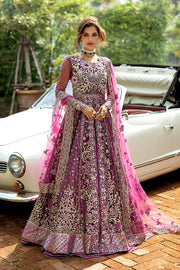 Pakistani Wedding Dress in Net Magenta Pishwas Style