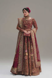 Pakistani Wedding Dress in Net Red Lehenga Dupatta Choli Style