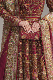 Pakistani Wedding Dress in Net Red Lehenga and Choli Style