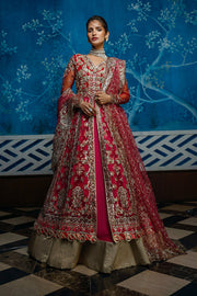 Pakistani Wedding Dress in Open Frock Lehenga Style