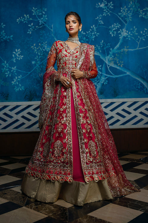 Pakistani Wedding Dress in Open Frock Lehenga Style