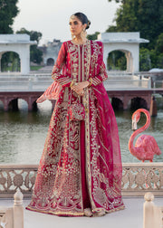 Latest Pakistani Wedding Dress in Open Gown Lehenga Style