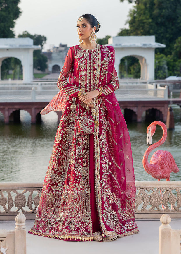 Latest Pakistani Wedding Dress in Open Gown Lehenga Style