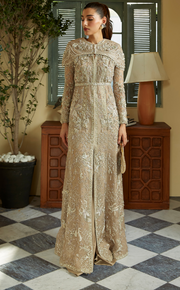 Pakistani Wedding Dress in Open Gown and Sharara Style