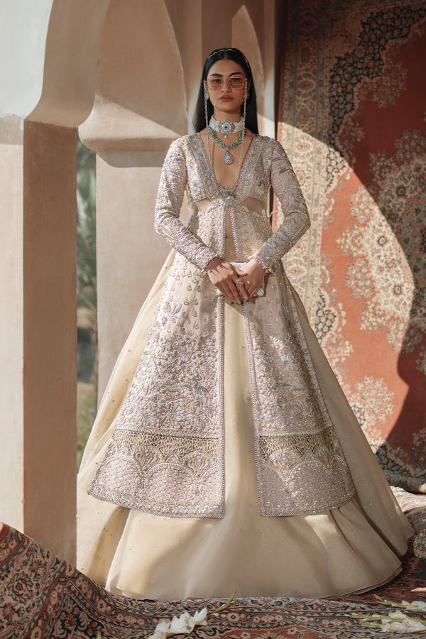 Pakistani Wedding Dress in Open Kameez Lehenga Style