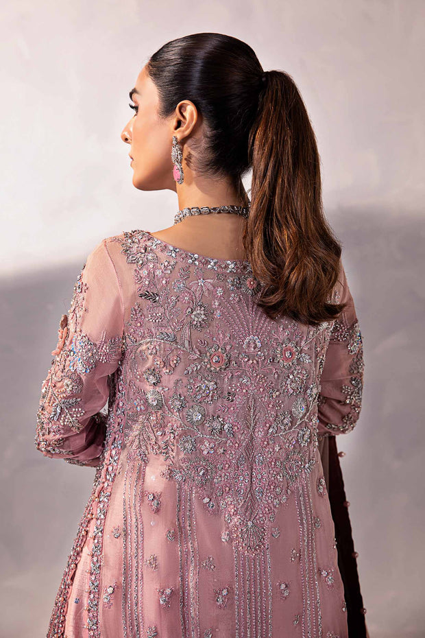 Pakistani Wedding Dress in Pink A-line Kameez Lehenga Style