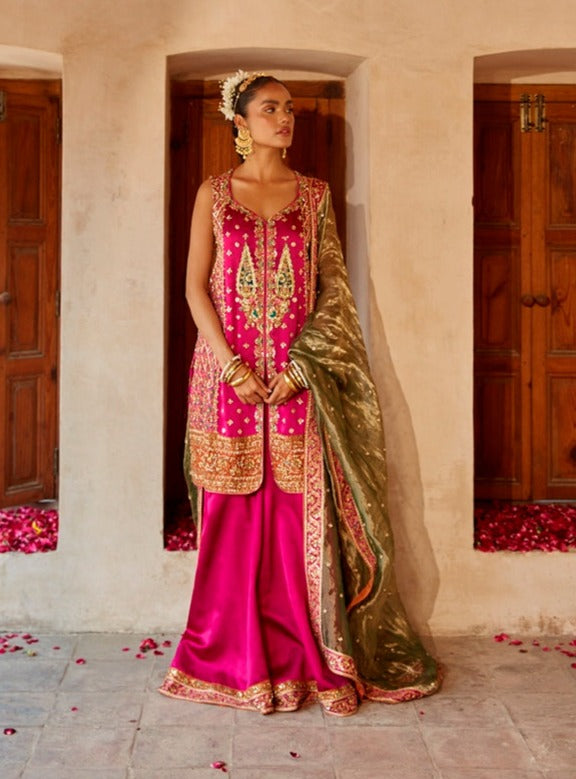 Pakistani Wedding Dress in Pink Kameez Sharara Style