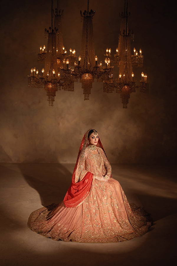 Pakistani Wedding Dress in Pink Pishwas Lehenga Style