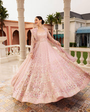 Pakistani Wedding Dress in Pink Pishwas Style