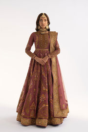 Pakistani Wedding Dress in Purple Anarkali Frock Style