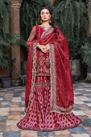 Pakistani Wedding Dress in Red Kameez and Gharara Style