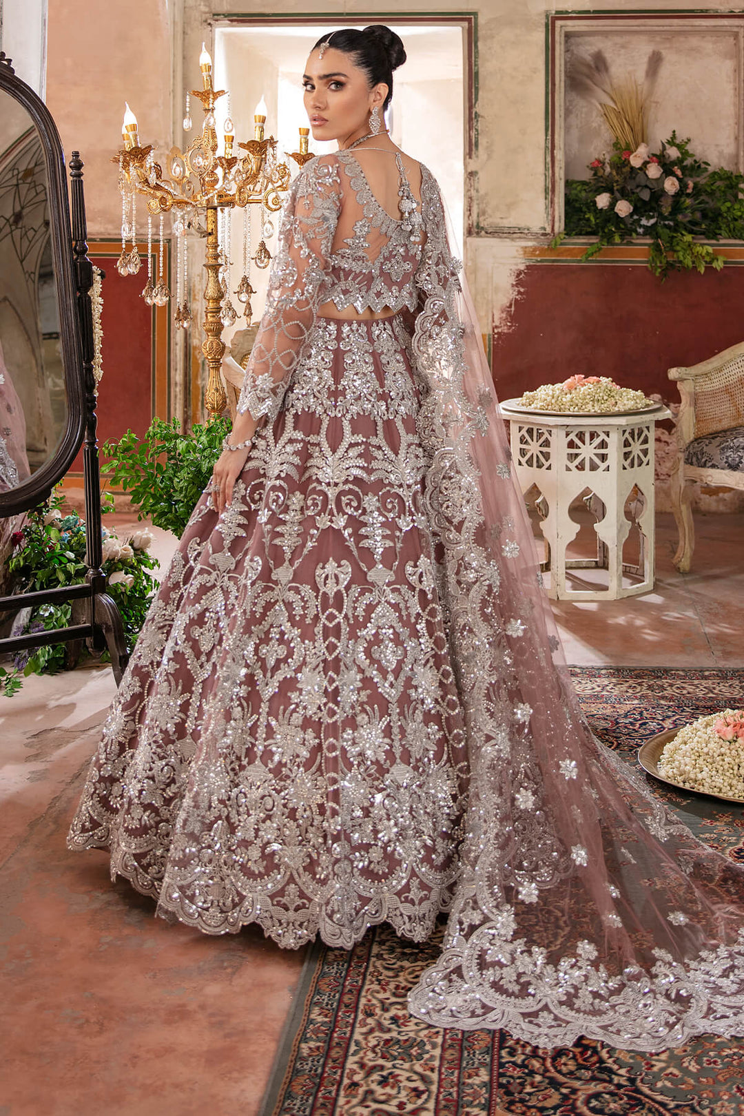 Pakistani Wedding Dress in Traditional Net Maxi Style Nameera by Farooq