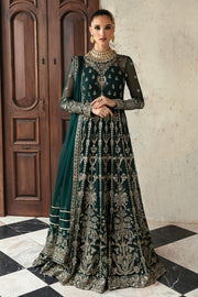 Pakistani Wedding Wear Bottle Green Heavily Embellished Pishwas Dress