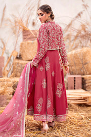 Pakistani Wedding Wear Elegant Jacket Style Frock Carrot Red