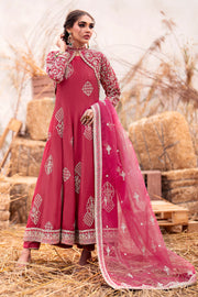 Pakistani Wedding Wear Elegant Jacket Style Frock in Carrot Red Color