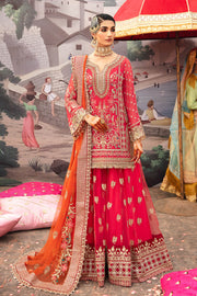 Pakistani Party Dress Shocking Pink Embroidered Sharara Kameez