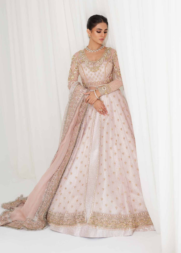 Pastel Pink Embroidered Pakistani Bridal Dress Royal Pishwas Lehenga