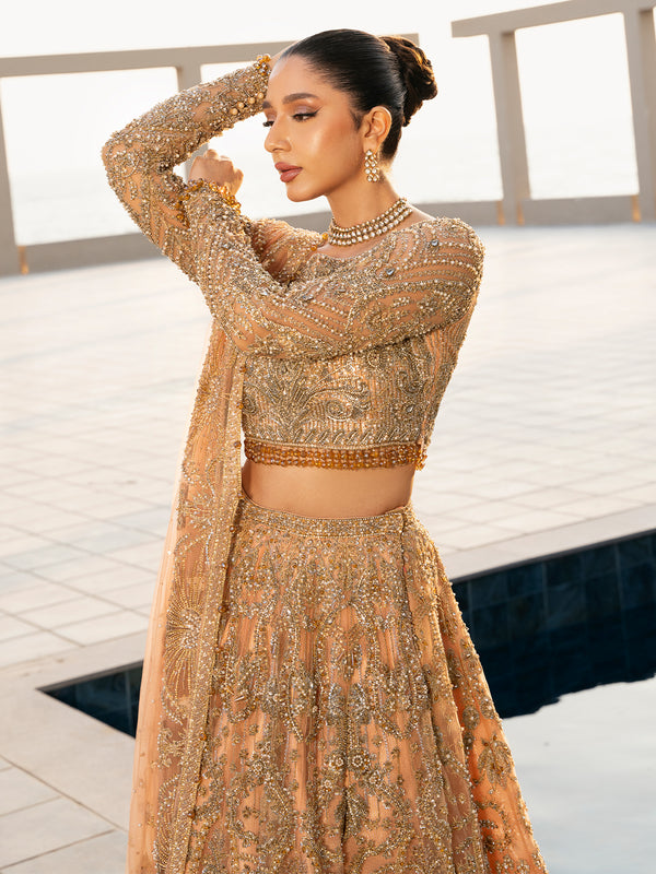 Peach Lehenga Choli Pakistani Bridal Dress in Oakland Online