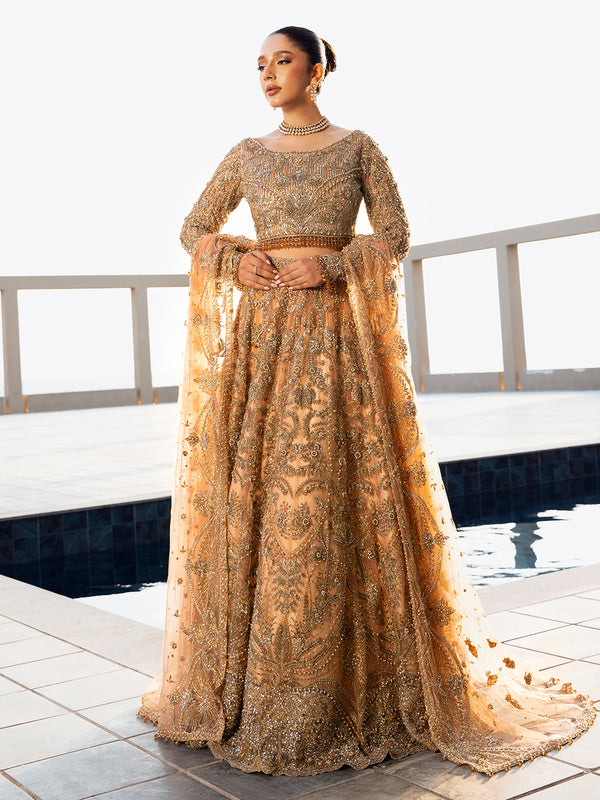 Peach Lehenga Choli Pakistani Bridal Dress in Oakland