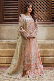 Peach Pink Heavily Embellished Pakistani Wedding Dress Kameez Gharara