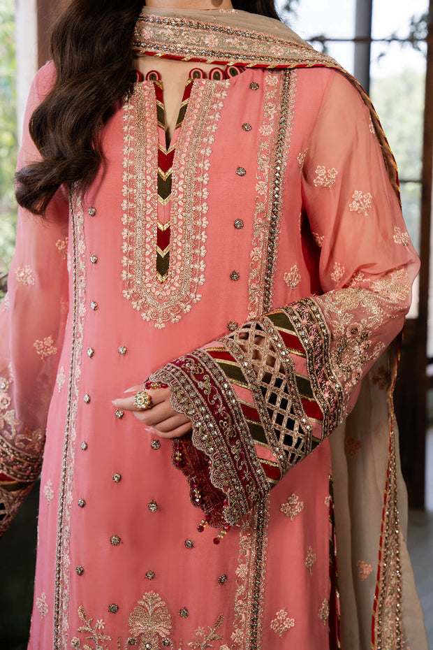 Peach Pink Shade Embroidered Pakistani Salwar Kameez Dupatta