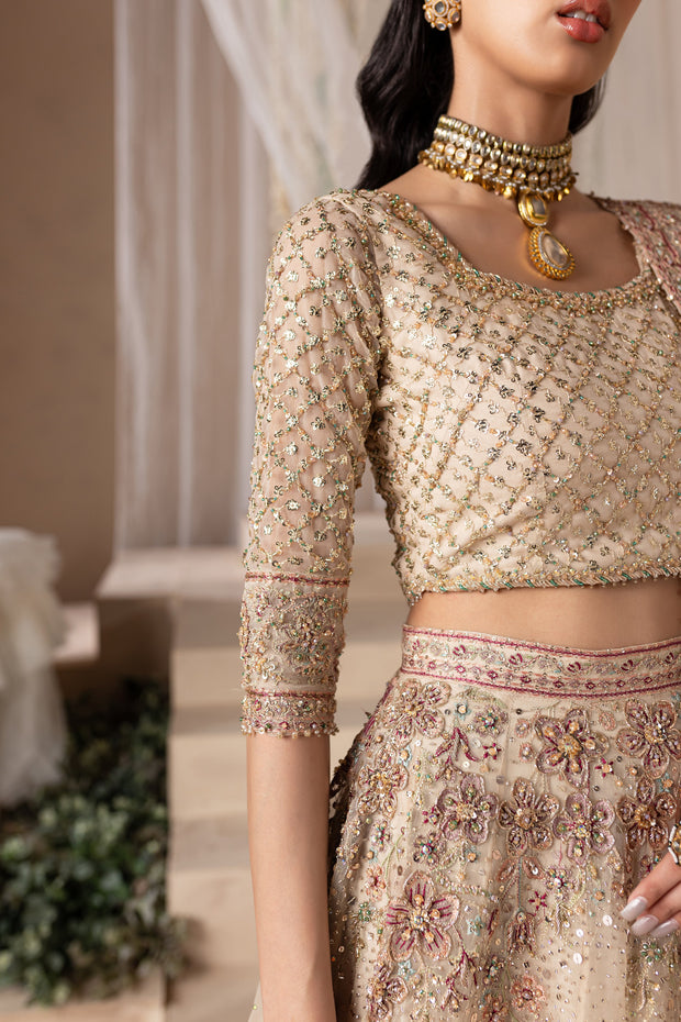 Pearl White Choli Lehenga Pakistani Bridal Dress