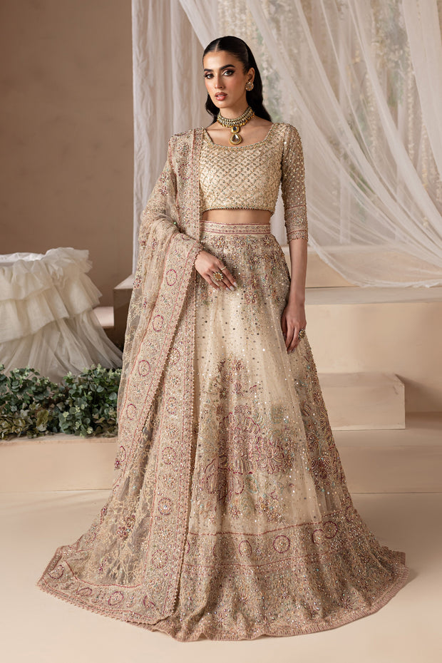 Pearl White Choli Lehenga Style Pakistani Bridal Dress