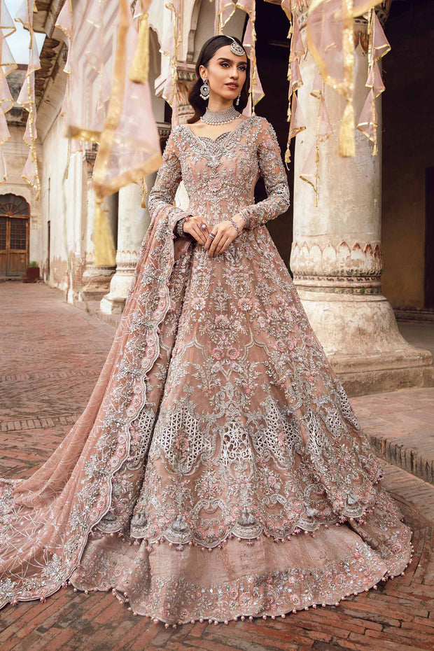 Pink Pakistani Bridal Dress in Frock and Lehenga Style