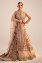 Pink Pakistani Bridal Dress in Open Gown Lehenga Style