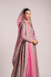 Pink Pakistani Bridal Dress in Pishwas Style