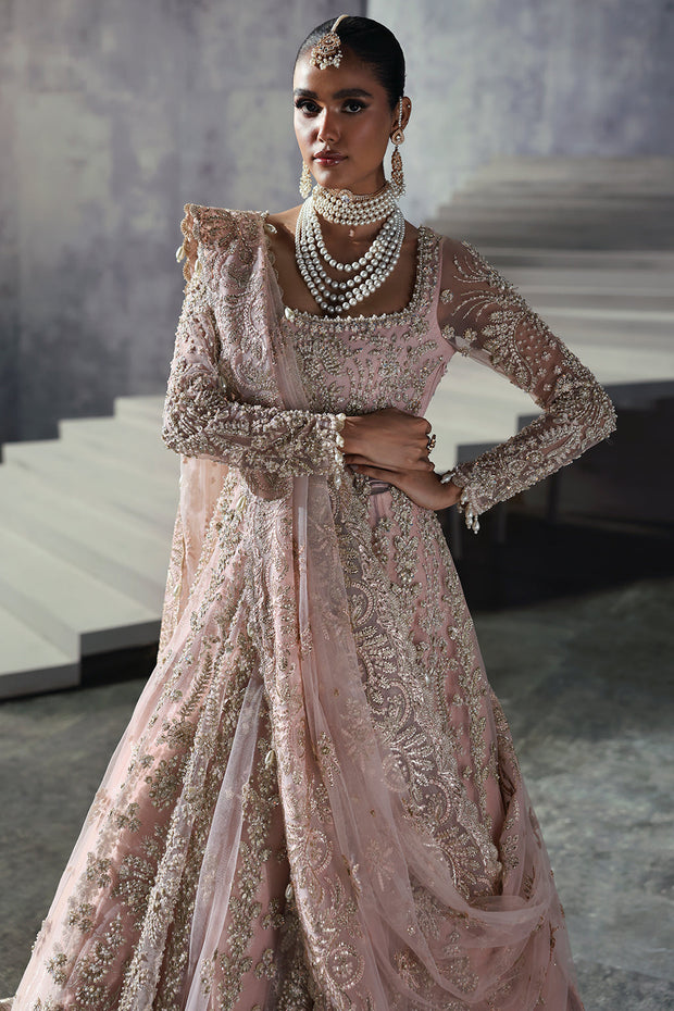 Pink Pakistani Bridal Dress in Pishwas Style