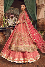 Pink Pakistani Bridal Outfit in Frock Lehenga Style Online