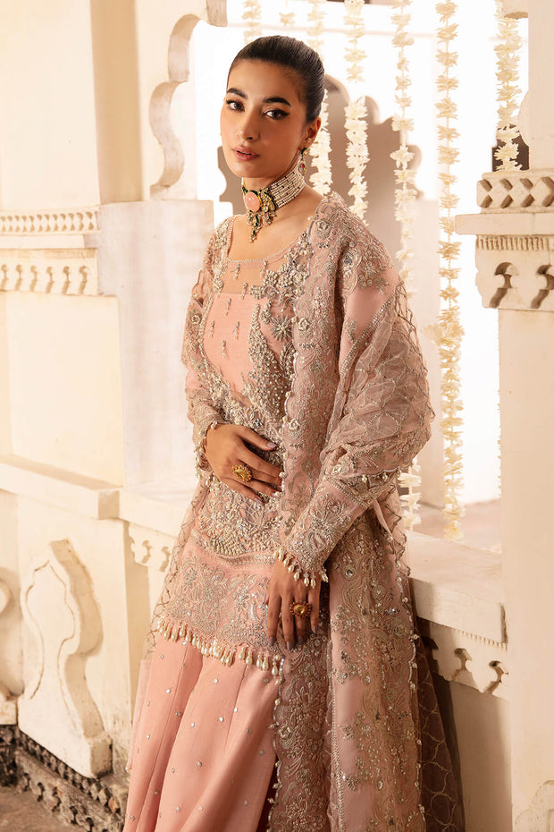 Pink Pakistani Party Dress in Kameez Sharara Style