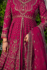 Pink Pakistani Wedding Dress Double Layered Frock with Lehenga