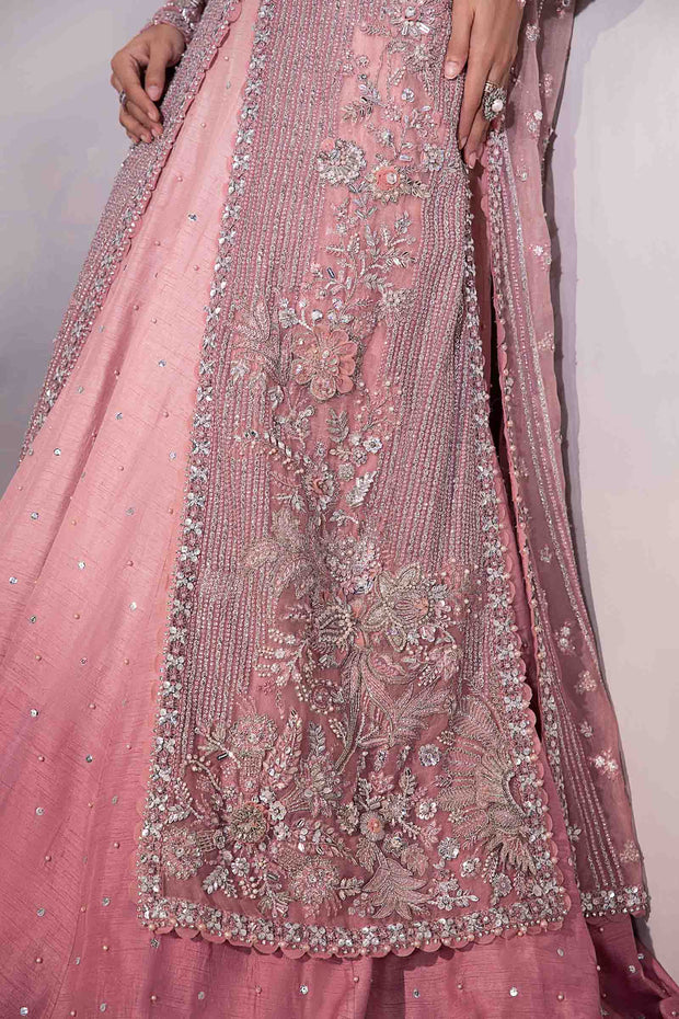 Pink Pakistani Wedding Dress in A-line Kameez Lehenga Style