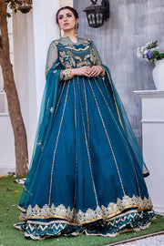 Pishwas Frock and Blue Lehenga Pakistani Wedding Dress