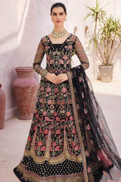 Pishwas Frock and Sharara Black Pakistani Wedding Dress