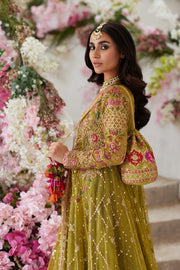 Pishwas Lehenga and Dupatta Green Pakistani Wedding Dress