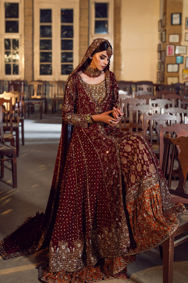 Pishwas Lehenga and Dupatta Pakistani Bridal Dress