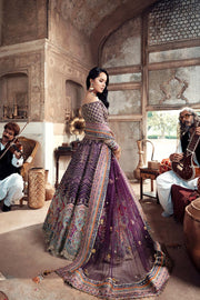 Plum Pakistani Bridal Dress Embellished Lehenga Choli Dupatta