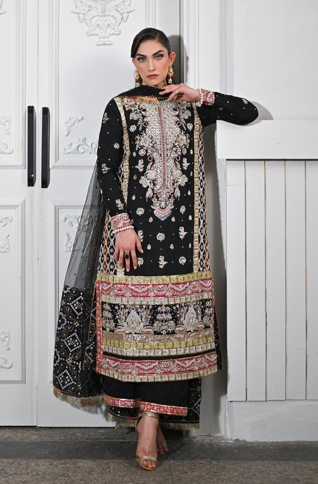 Premium Black Kameez Trouser Pakistani Wedding Dress