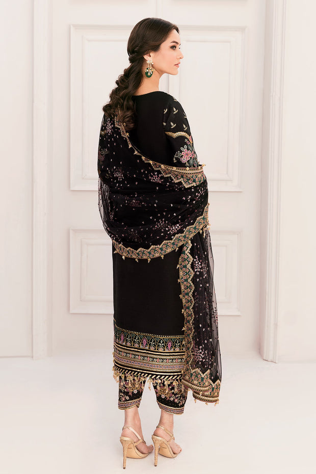 Premium Black Silk Kameez Trouser Style Pakistani Party Dress